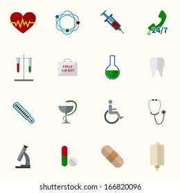 Medical vector flat icons set