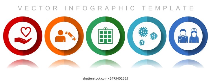 Medical vector icon collection, miscellaneous icons such as doctor, nurse, hospital, help and flu, flat design infographic template in eps 10