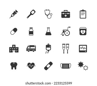 Medical vector icon set (black).