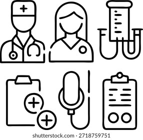 ícone médico Vetor conjunto contendo medicina médica, Desenho de ilustração vetorial, ícone Equipamento médico