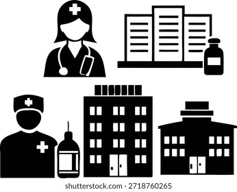 conjunto de iconos de Vector médico que contiene medicina médica, dibujo de Ilustración vectorial, icono de equipo médico