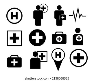medical vector icon set in flat style