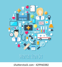Conjunto de ícones de vetor médico. Design plano saúde ícones médicos coleção ilustração vetorial.