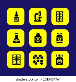 Medical vector icon set. medicine, bottle, poison and tablets