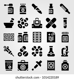 Medical vector icon set. patch, poison, medicine and band