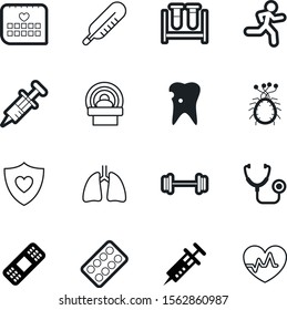 medical vector icon set such as: pulmonary, measuring, safety, organism, dental, aid, heartbeat, vial, cute, shield, scale, sprint, pack, medicament, tube, meteorology, dentistry, doodle
