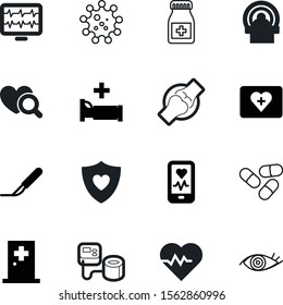 medical vector icon set such as: bones, ecg, ray, mechanical, office, mri, joint, light, protection, round, mobile, sphygmomanometer, personal, tibia, tonometer, malware, guard, magnifying, ehealth