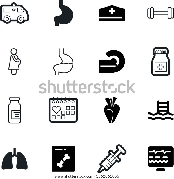 medical vector icon set such as: maternity, ray,\
imaging, binder, rescue, sport, clinical, chest, date, girl,\
monitor, surgery, pills, person, event, pulse, magnetic,\
cardiogram, accident,\
romance