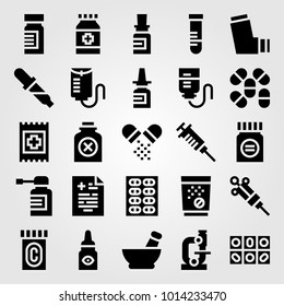 Medical vector icon set. tablets, inhaler, pills and medicine