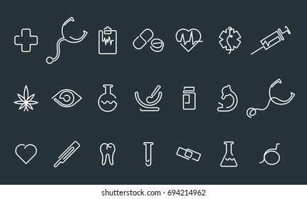 Medical vector icons. One line style