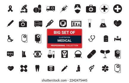 Iconos de vectores médicos, ilustraciones 3d