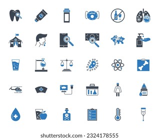 Medical Vector Icons Set. Glyph Icons, Sign and Symbols in Solid Design. Medicine, Health Care and Coronavirus COVID 19 pandemic. Mobile Concepts and Web Apps. Modern Infographic Logo and Pictogram