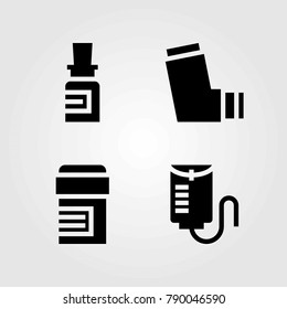 Medical vector icons set. inhaler, drop counter and medicine