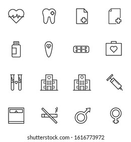 Medical Vector Icons Set. Line Icons, Sign and Symbols in Flat Linear Design Medicine with Elements Collection Modern Infographic Logo and Pictogram isolated on white background EPS Vector