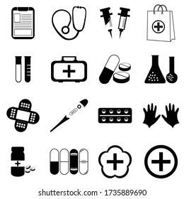 Medical Vector Icons Set. Line Icons, Sign and Symbols in Flat Linear Design Medicine and Health Care with Elements for Mobile Concepts and Web Apps. Collection Modern Infographic Logo and Pictogram.