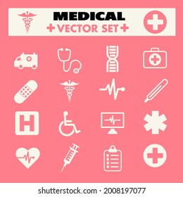 Medical Vector Icons Set. Line Icons, Sign and Symbols in Flat Linear Design Medicine and Health Care with Elements for Mobile Concepts and Web Apps. Collection Modern Infographic Logo and Pictogram