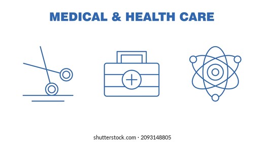 Medical Vector Icons Set. Line Icons, Sign and Symbols in Flat Linear Design Medicine and Health Care with Elements for Mobile Concepts and Web Apps