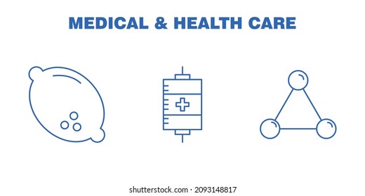 Medical Vector Icons Set. Line Icons, Sign and Symbols in Flat Linear Design Medicine and Health Care with Elements for Mobile Concepts and Web Apps