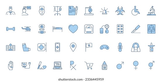 Set für medizinische Vektorsymbole. Line Icons, Signieren und Symbole in Outline Design Medicine und Health Care mit Elementen für Mobile Konzepte und Web Apps. Kollektion Modernes Infografik-Logo und Piktogramm