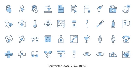 Medical Vector Icons Set. Line Icons, Sign and Symbols in Outline Design Medicine and Health Care with Elements for Mobile Concepts and Web Apps. Collection Modern Infographic Logo and Pictogram