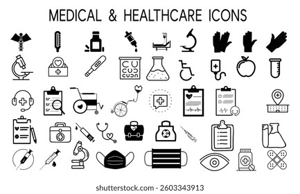 Medical Vector Icons Set. Line Icons, Sign and Symbols in Linear Design. Medicine, Health Care and Coronavirus COVID-19 pandemic. Mobile Concepts and Web Apps. Modern Infographic Logo and Pictogram.