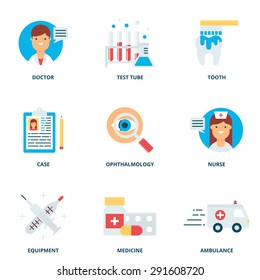Medical vector icons set modern flat style