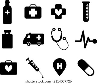 medical vector icons set on white background.eps