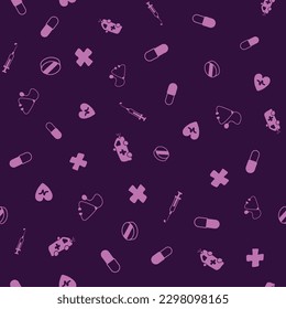Ilustración vectorial médica. Fondo de patrón sin costura médica.