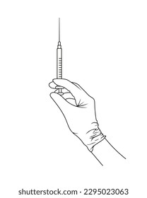 Medical vector illustration. Vaccination, inoculation, doctor, hand. Minimalistic modern style.