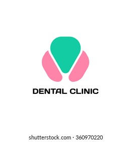 Medical vector logo. Dentist logotype. Designed tooth image. Dental clinic symbol.