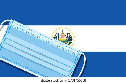 Medical vector mask on the background of the El Salvador flag. Flat design
