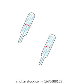 medical vector set consisting of a thermometer high temperature, normal temperature, isolated on a white background