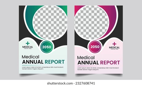 medical vector two color book cover and flyer template design