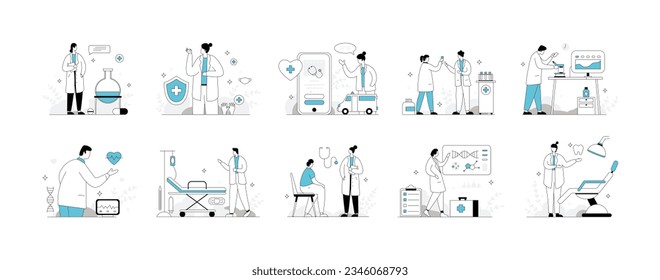 Medical Vectors Illustration Flat Line