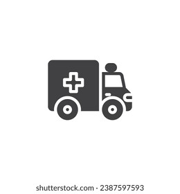 Medical vehicle vector icon. filled flat sign for mobile concept and web design. Ambulance car glyph icon. Symbol, logo illustration. Vector graphics