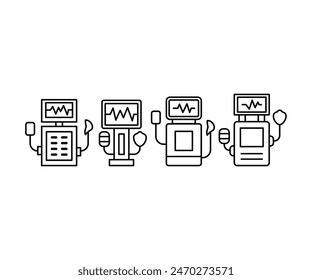 Medical Beatmungsgerät Symbole Symbol Vektorgrafik Design Einfache Linie Flache Illustration Kollektionen Sets Isoliert
