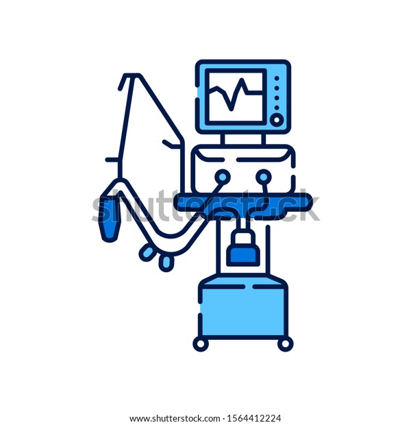 Medical ventilator line color icon.\
Artificial ventilation of the lungs concept. Sign for web page,\
mobile app. Vector isolated element. Editable\
stroke.