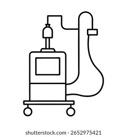 Medical ventilator machine ICU setup line art Vector illustration
