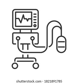 Medical ventilator thin icon, line style. Medical ventilator line icon. Apparatus to patients having trouble breathing, coronavirus covid-19, pneumonia. Vector illustration. EPS 10