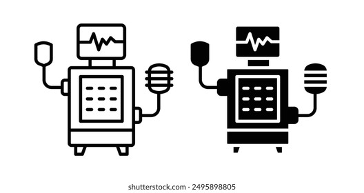 Medical ventilator vector icon set in black color.