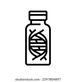 medical vial with dna medicine line icon vector. medical vial with dna medicine sign. isolated contour symbol black illustration