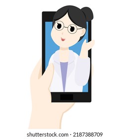 Medical video call consultation. Vector illustration.