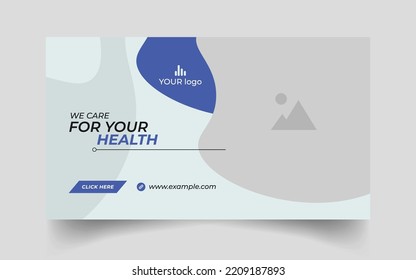 medical video thumbnail for business workshop promotion banner template. video cover for doctor, health, medicine, nurse, dentist clinic social media layout and video cover photo. 