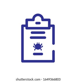 medical virus report icon over white background, thick line style, vector illustration