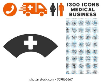 Medical Visor gray vector icon with 1300 health care commerce pictographs. Clipart style is flat bicolor light blue and gray pictograms.