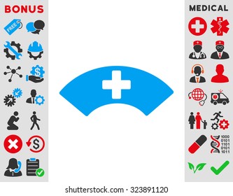 Medical Visor vector icon. Style is bicolor flat symbol, blue and gray colors, rounded angles, white background.