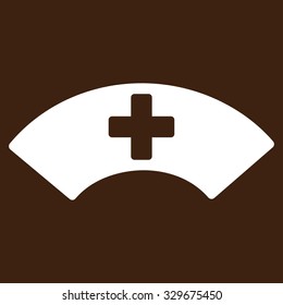 Medical Visor vector icon. Style is flat symbol, white color, rounded angles, brown background.