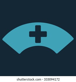Medical Visor vector icon. Style is flat symbol, blue color, rounded angles, dark blue background.