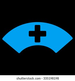 Medical Visor vector icon. Style is flat symbol, blue color, rounded angles, black background.