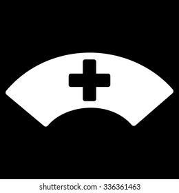 Medical Visor vector icon. Style is flat symbol, white color, rounded angles, black background.